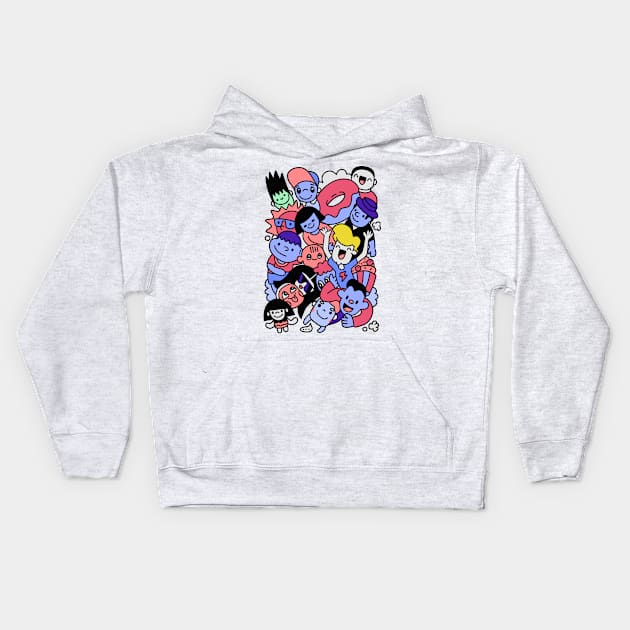 Happy kid cartoon doodle collection Kids Hoodie by 9georgeDoodle